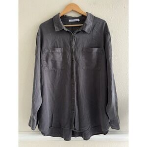 Calvin Klein Jeans Women's Gray Tencel Button Up Top Plus Size 2X Casual Office